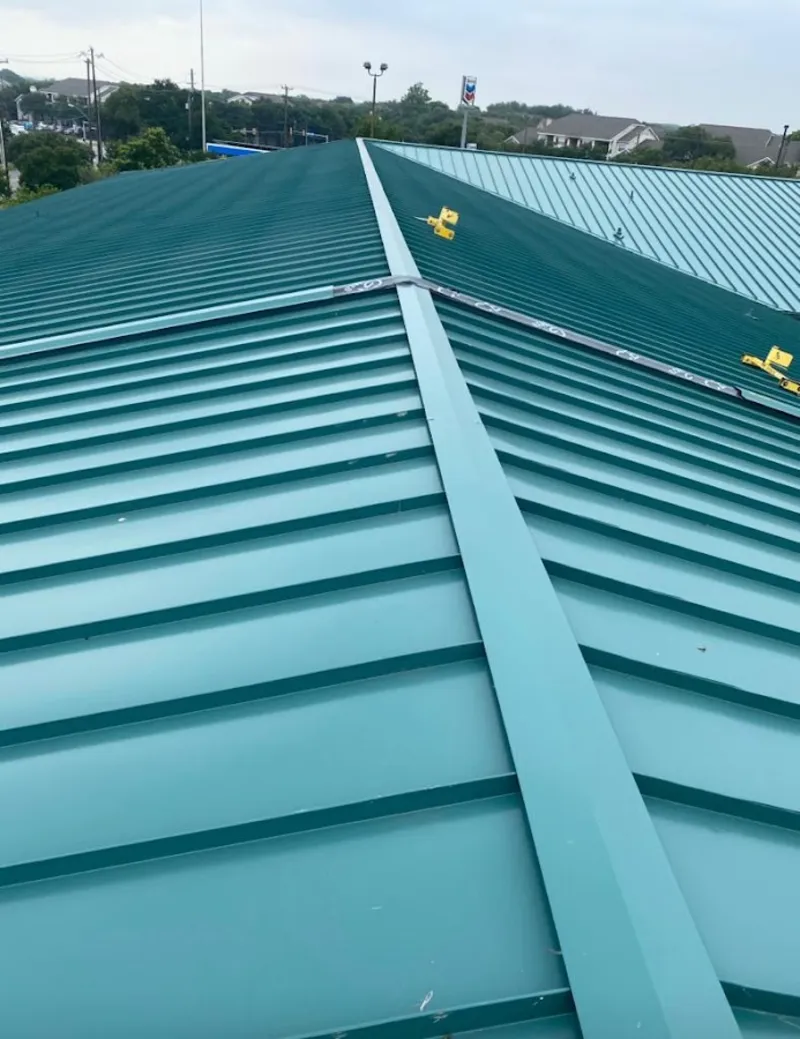 Green commercial metal roof ridge and valley for Metal Roof Repair in Fort Washington